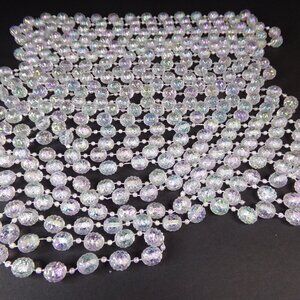 Iridescent Textured Faceted Clear Bead Christmas Tree Garland Decoration String